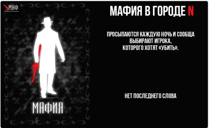 Карта роли «Мафия» в игре «Мафия в городе N»